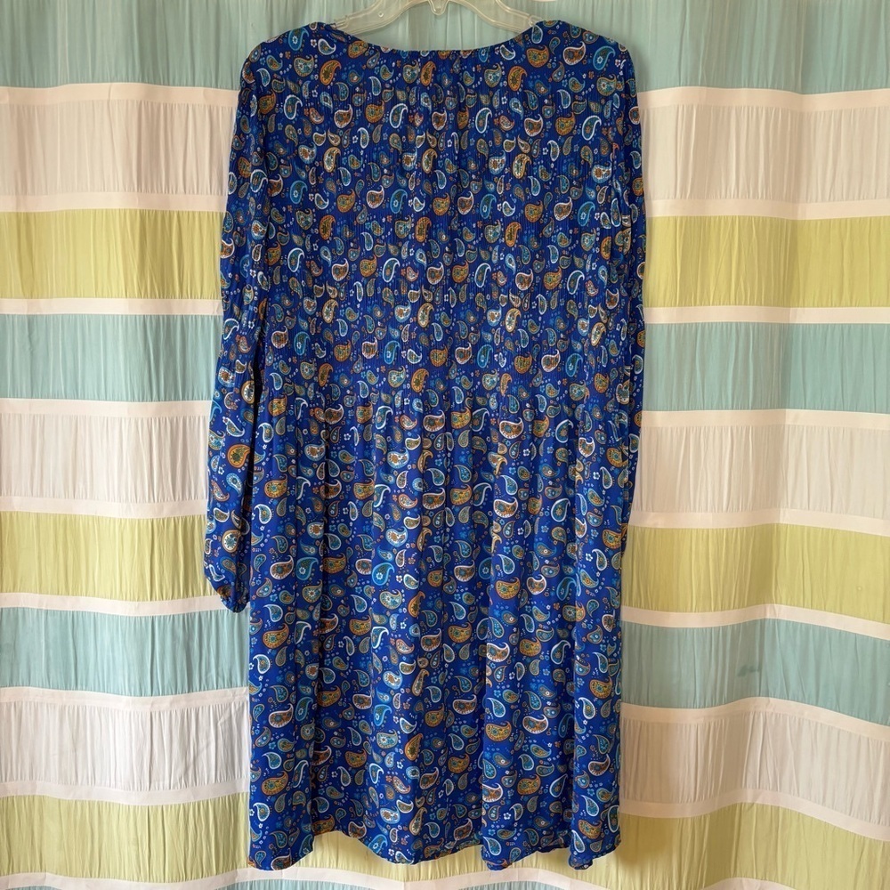 Chloe + Rene Paisley Dress Blue Light Knee Length Sz 2X - Picture 6 of 10